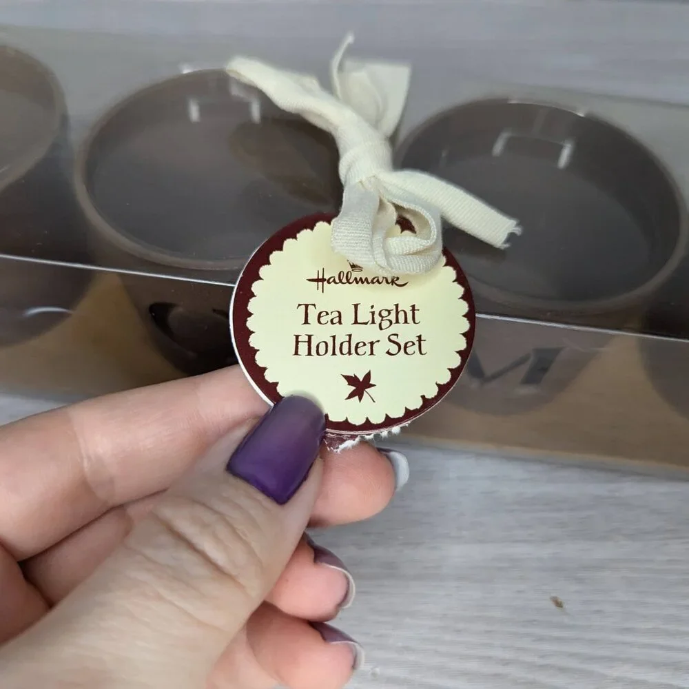 Hallmark Home Brown Bronze Round Tea Light/ Votive Holder Set of 4 NWT